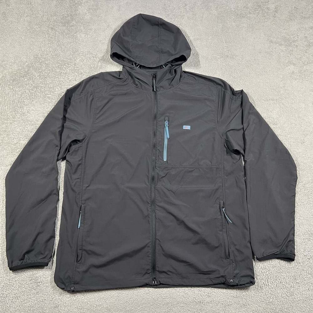 Faherty Black Windbreaker Jacket with Teal Zippers
